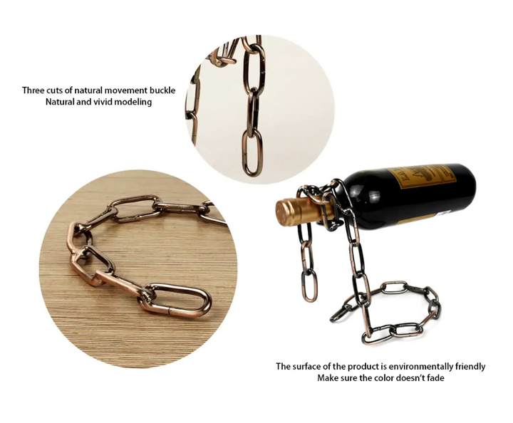 Portabotellas de vino con cadena de hierro mágica