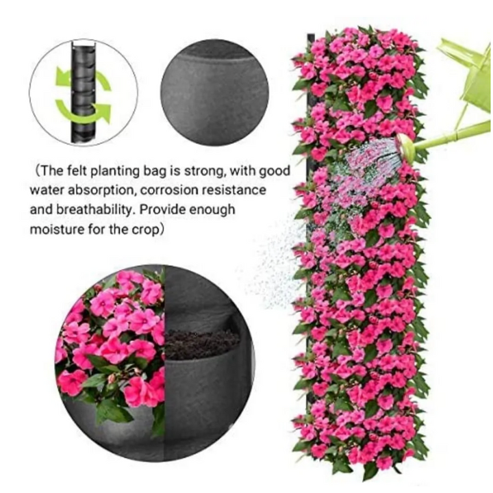 Vasos de flores verticales suspensos para jardín.