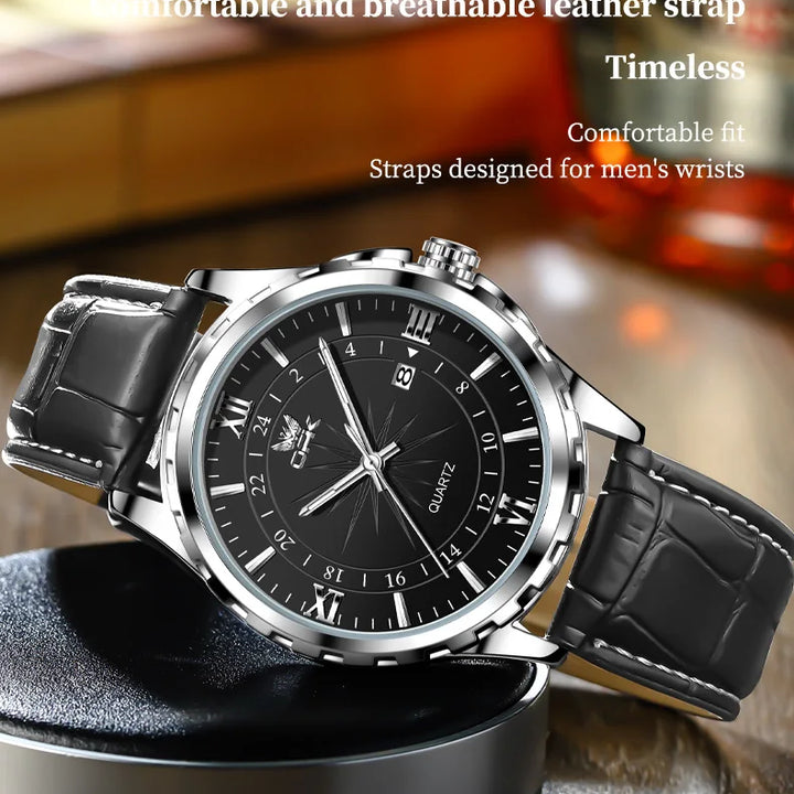 Reloj de cuarzo para hombre con calendario dual y correa de acero marca OPK 6003