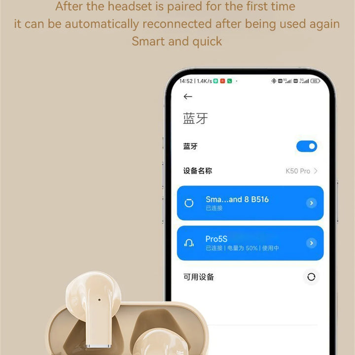 Auriculares inalámbricos Bluetooth Pro5S, miniauriculares estéreo portátiles para algunos juegos, deportivos, con reducción de ruido y batería de larga duración.
