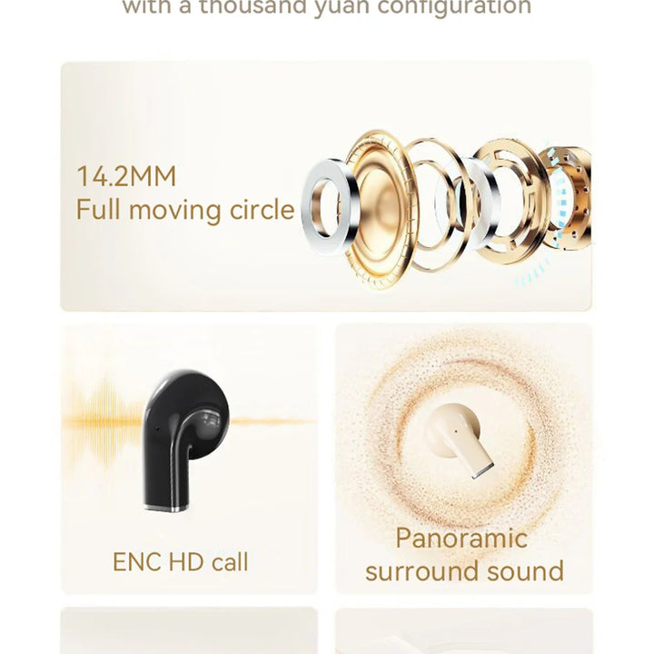 Auriculares inalámbricos Bluetooth Pro5S, miniauriculares estéreo portátiles para algunos juegos, deportivos, con reducción de ruido y batería de larga duración.