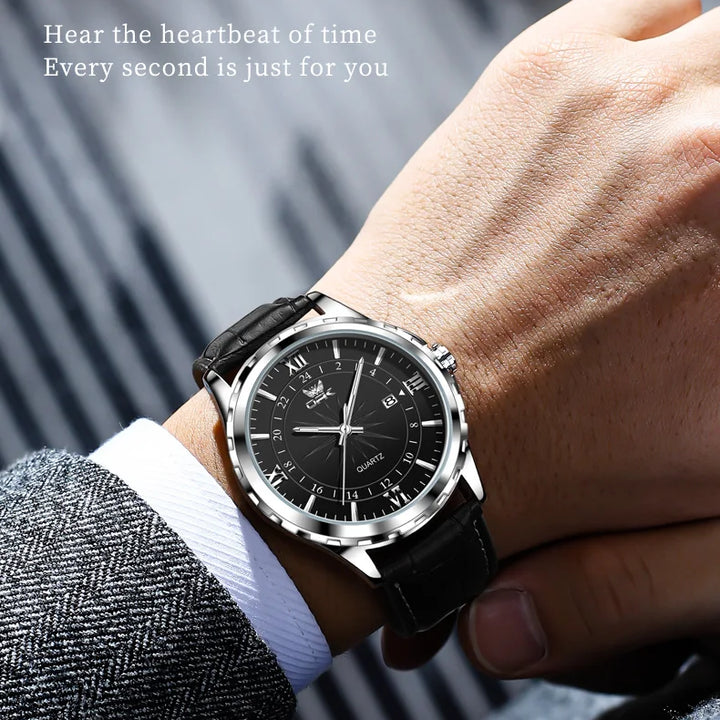 Reloj de cuarzo para hombre con calendario dual y correa de acero marca OPK 6003