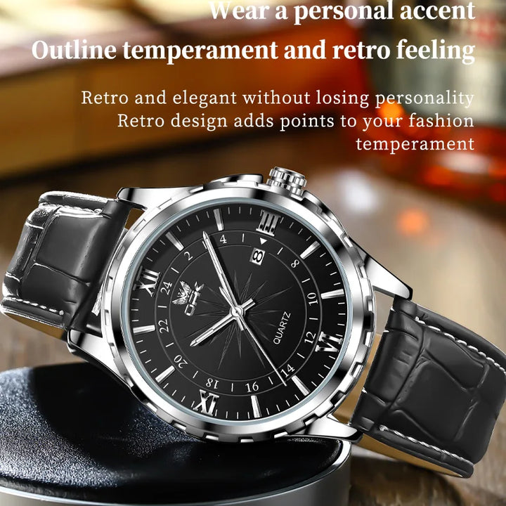 Reloj de cuarzo para hombre con calendario dual y correa de acero marca OPK 6003