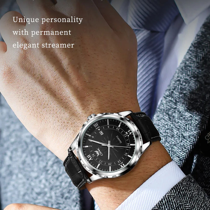 Reloj de cuarzo para hombre con calendario dual y correa de acero marca OPK 6003