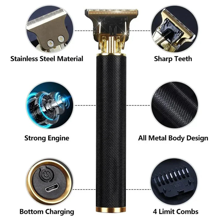 Cortadora de pelo eléctrica profesional T9 para hombres, recargable, afeitadora de peluquero, recortadora de pelo